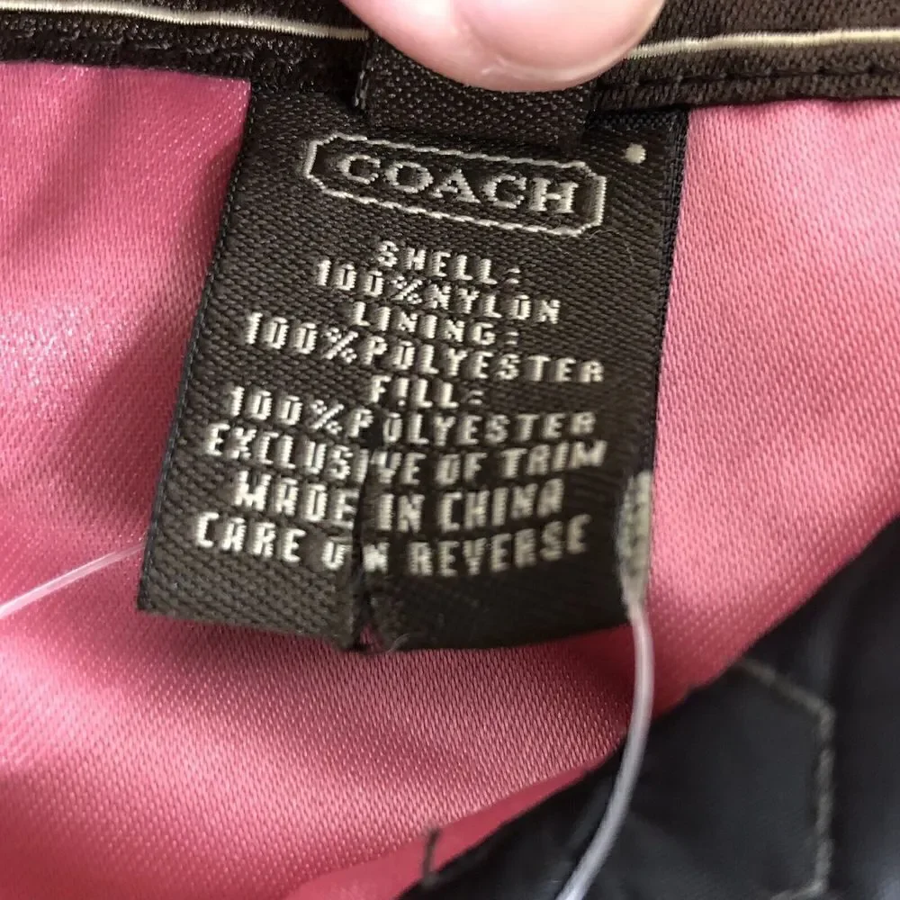 COACH Black & Pink Monogram C Logo Quilted Jacket Size S Satin Pink lining NWT - Picture 6 of 9